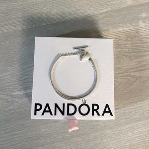 Pandora Moments heart t-bar snake chain bracelet